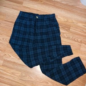 Blue and black checkered pants